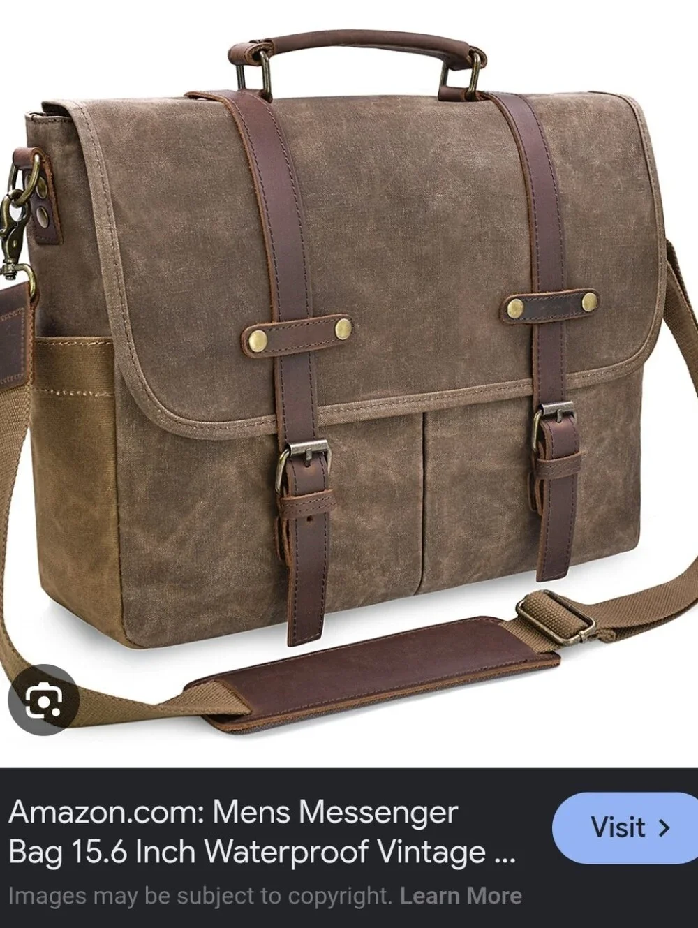 NEWHEY messenger bag waxed canvas + distressed leather Breifcase Campus Satchel